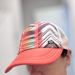 Carve Designs coral and White snap back hat